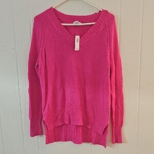 Old Navy Pink V-Neck Sweater Relaxed Fit